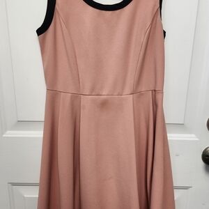 Sleeveless Pink Dress with Black Trim
